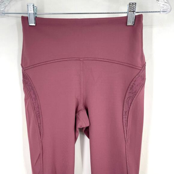 Lululemon Wunder Under Crop HR 21" Flocked Everlux Plumful Size 4 - Picture 3 of 10